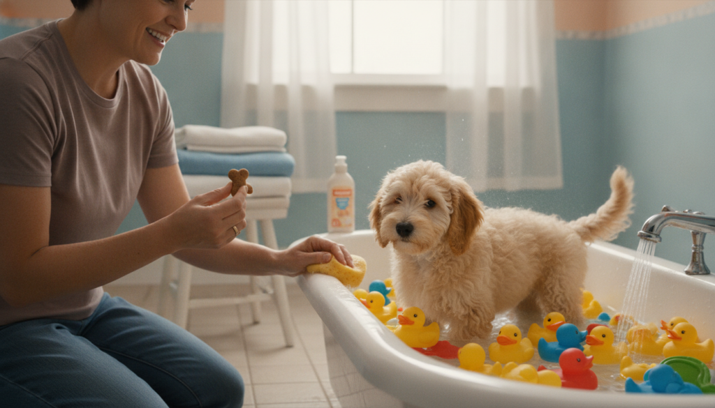 positive reinforcement training for puppy bath time