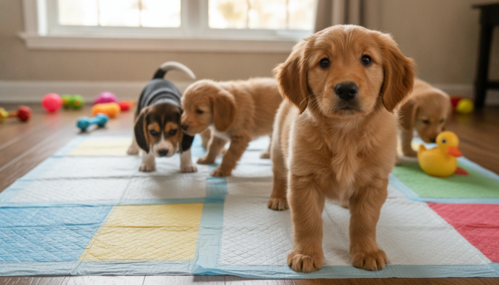 potty train puppies using pads