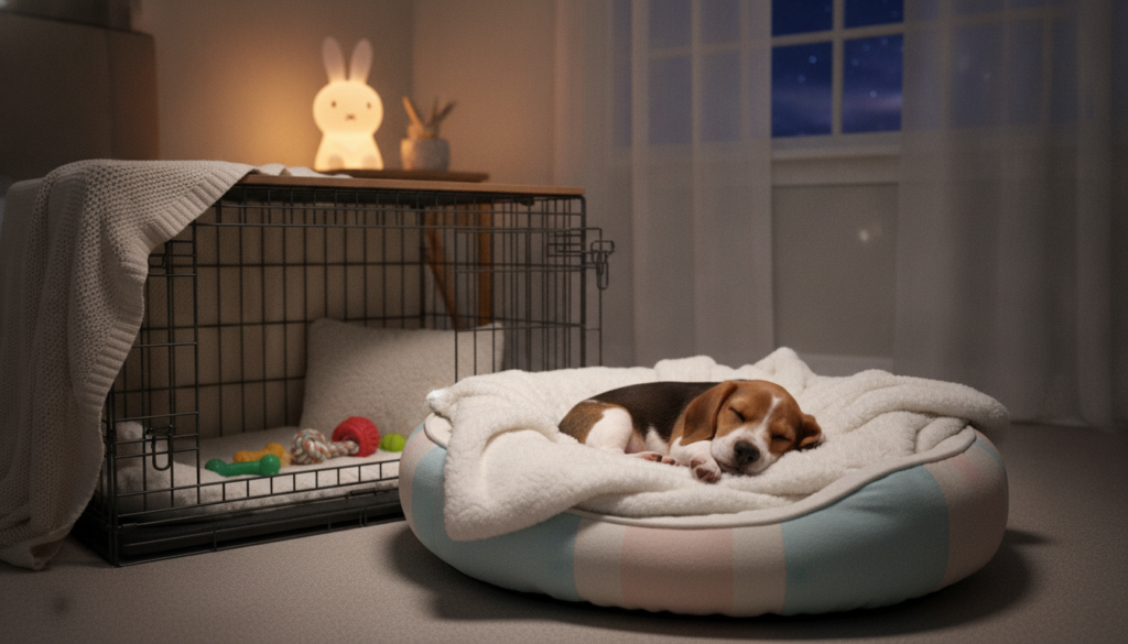 safe puppy sleeping space