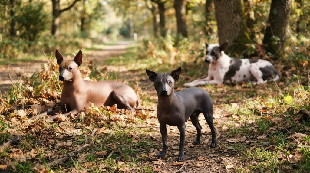 Xoloitzcuintli sizes and coat varieties